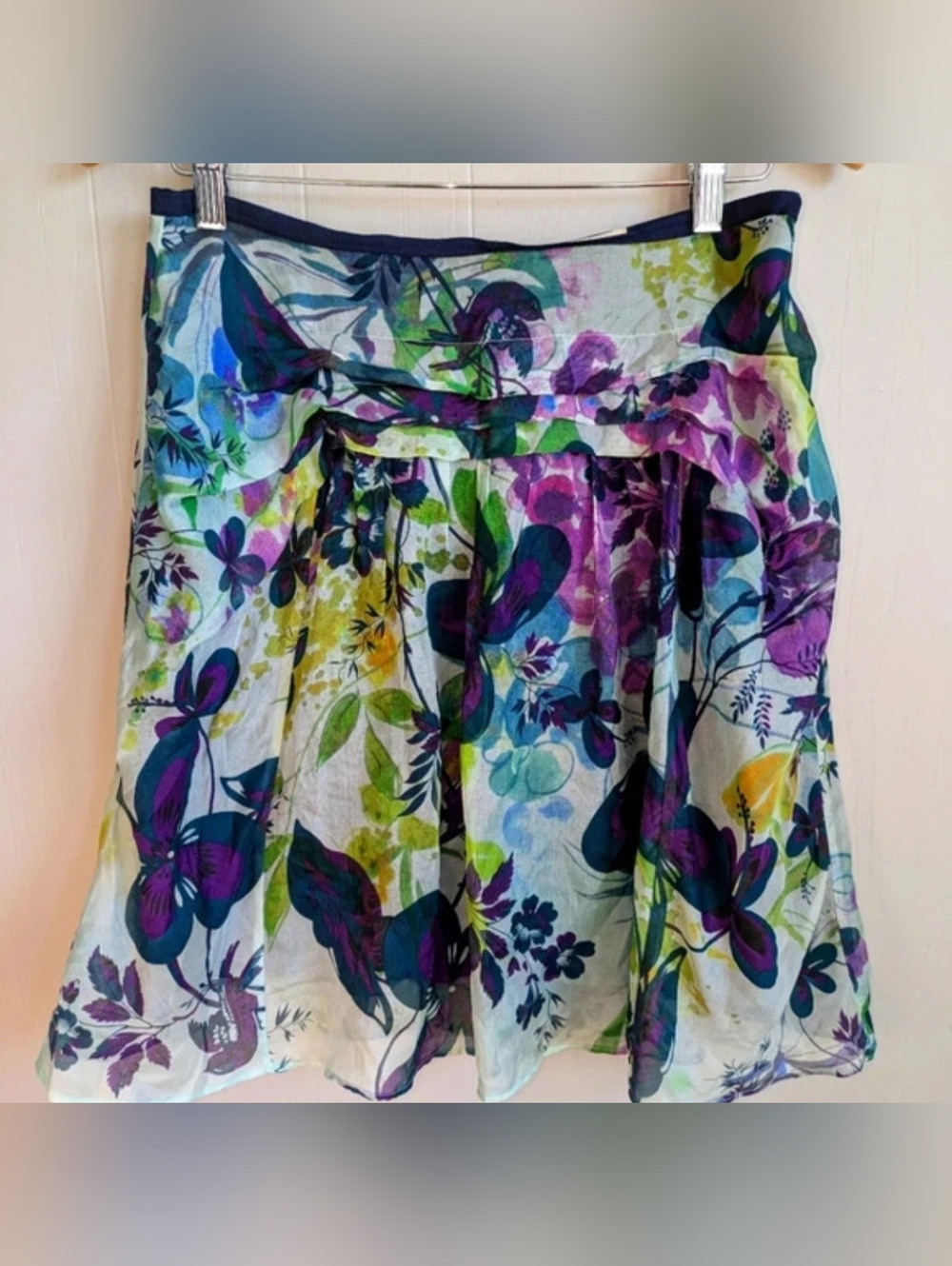 Anthropologie Weston Wear Fountain‎ Flowers Silk Skirt size 6 Floral Flowy Fem